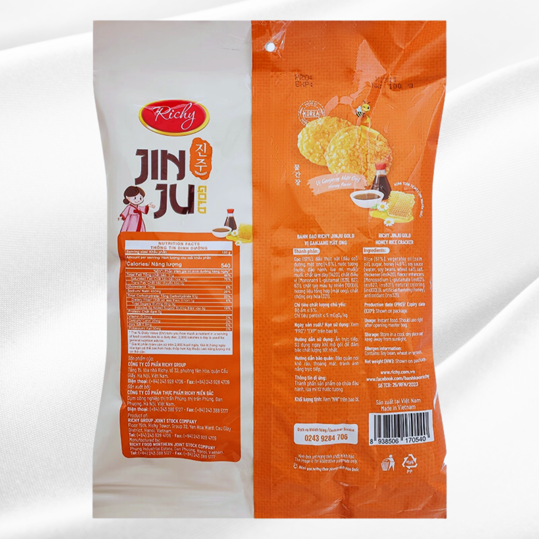 BÁNH GẠO JINJU MẬT ONG - TÚI 100g