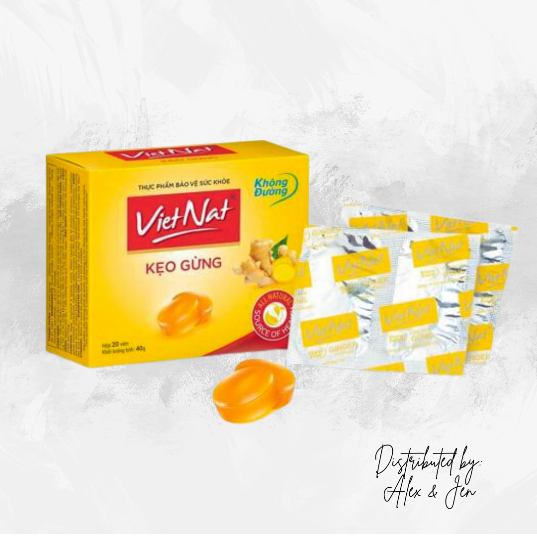 Herbal Lozenges Ginger zero sugar | Viên Ngậm Gừng Vietnat không đường (Hộp/20 viên)