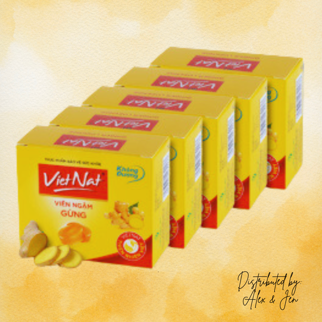 Herbal Lozenges Ginger zero sugar | Viên Ngậm Gừng Vietnat không đường (Hộp/20 viên)