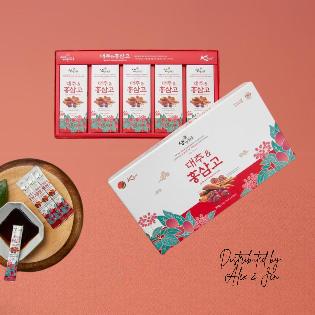 JUJUBE & GINSENG EXTRACT STICK | HỒNG SÂM LINN CHI TÁO ĐỎ HÀN QUỐC 5 MINI BOX (30 STICKS)